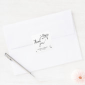 Trendy Doodle Ribbon Wedding Vielen Dank Quadratischer Aufkleber (Umschlag)
