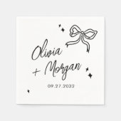 Trendy Doodle Script Ribbon Wedding Serviette (Vorderseite)