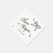 Trendy Doodle Script Ribbon Wedding Serviette (Ecke)