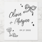 Trendy Doodle Script Ribbon Wedding Weinetikett (Einzelnes Label)
