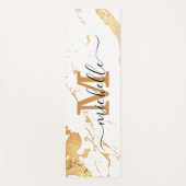 Trendy Double Sided White Marble Monogram Yogamatte (Vorderseite)
