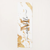 Trendy Double Sided White Marble Monogram Yogamatte (Rückseite)