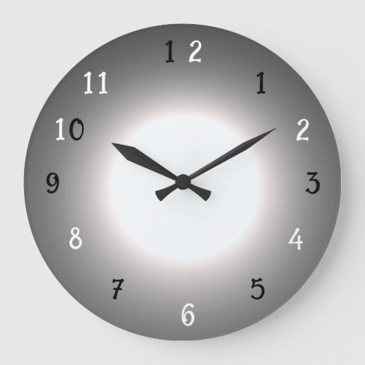 Trendy Dramatic Silver Gray Black Clock Große Wanduhr (Vorderseite)