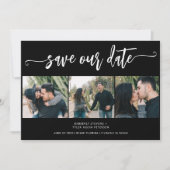 Trendy Drehbuch 3 Foto Moderne Schwarze Hochzeit Save The Date (Vorderseite)