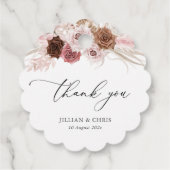 trendy Drehbuch Pampas staubige rosa Hochzeit Geschenkanhänger (Rückseite)