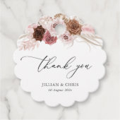 trendy Drehbuch Pampas staubige rosa Hochzeit Geschenkanhänger (Vorderseite)