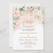 Trendy Drehbuch Softrosa Rosen und Gold Gelöbnis E Einladung (Vorderseite)