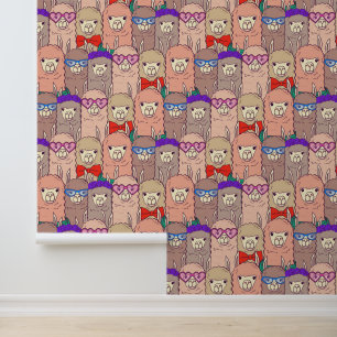 Trendy Dressed Llama Pattern Tapete