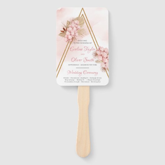 Trendy Driving Palm Blush Orchid Gold Arch Program Fächer (Vorderseite)