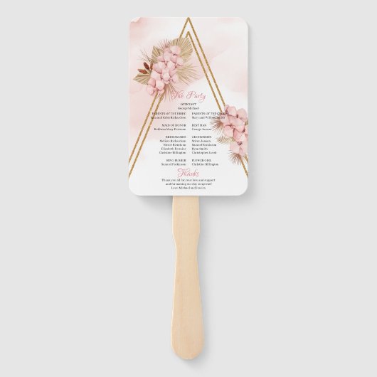 Trendy Driving Palm Blush Orchid Gold Arch Program Fächer (Rückseite)