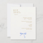 Trendy Dusty Blue Ribbon Wedding RSVP (Vorderseite)