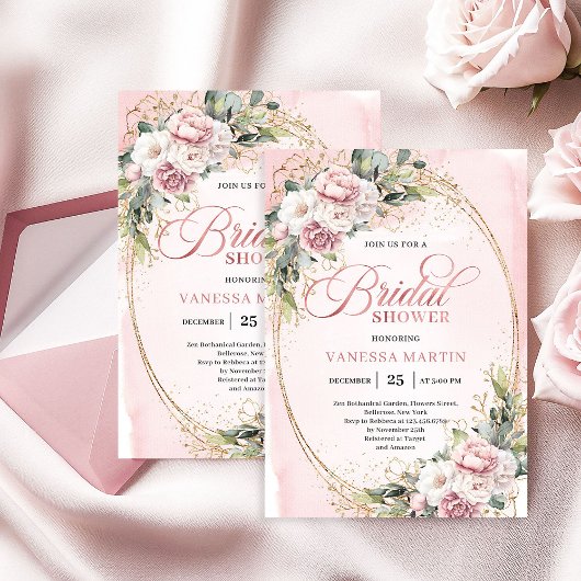 Trendy Dusty Pink Eucalyptus Bridal Shower Invite Einladung