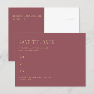 Trendy Dusty Rose Pink Gold Hochzeit SPAREN DAS DA Postkarte