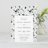 Trendy Earthy Terrazzo Artisan Frame Wedding Einladung (Stehend Vorderseite)