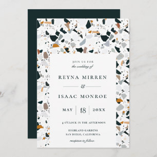 Trendy Earthy Terrazzo Artisan Frame Wedding Invit Einladung