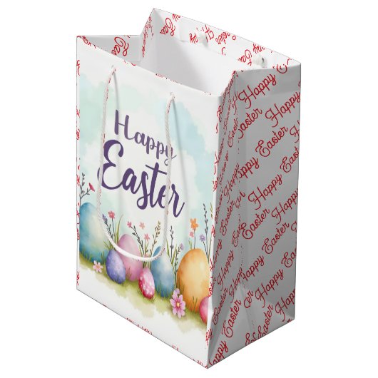 Trendy Easter Eggs Beautiful Collection Mittlere Geschenktüte (Vorderseite Schrägansicht)