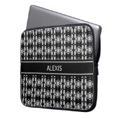 Trendy Editable Black & Silver Abstraktes Muster Laptopschutzhülle (Vorderseite Links)