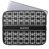 Trendy Editable Black & Silver Abstraktes Muster Laptopschutzhülle (Vorderseite)