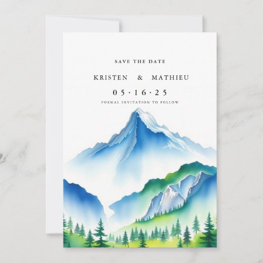 Trendy Editable Mountain Save The Date (Vorderseite)