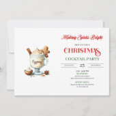 Trendy eggnog red green Xmas cocktail party invite Einladung (Vorderseite)