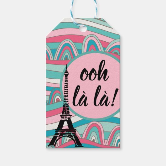 Trendy Eiffel Tower Französisch Ooh la la la! Geschenkanhänger (Vorderseite)