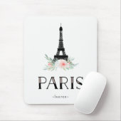Trendy Eiffel-Turm und erröten rosa Blumen | Paris Mousepad (Mit Mouse)
