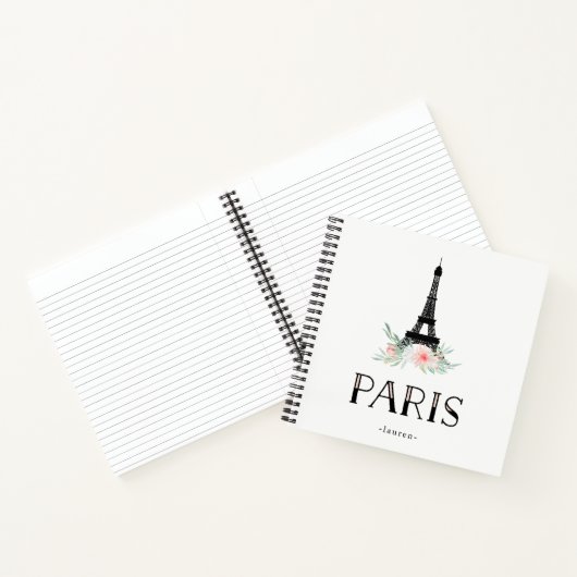 Trendy Eiffelturm und Blume in Rosa | Paris Notizbuch (Innenseite)