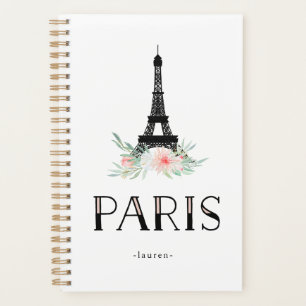 Trendy Eiffelturm und Blume in Rosa Paris Planer
