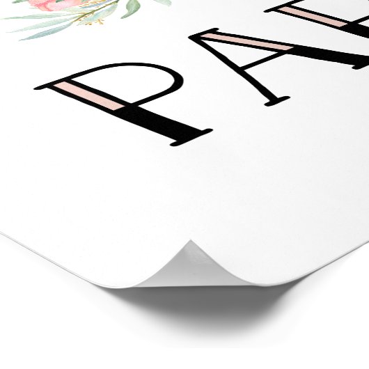 Trendy Eiffelturm und Blume in Rosa | Paris Poster (Ecke)