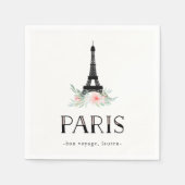 Trendy Eiffelturm und Blume in Rosa | Paris Serviette (Vorderseite)