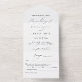 Trendy einfache Schwarz-Weiß-Skript-Hochzeit All In One Einladung (Innen Boden)