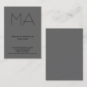 Trendy einzigartig berufliche, dunkelgraue Monogra Visitenkarte (Vorne/Hinten)