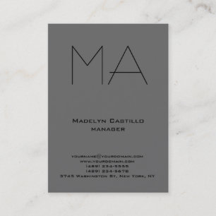 Trendy einzigartig berufliche, dunkelgraue Monogra Visitenkarte