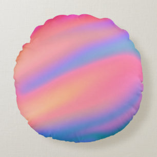 Trendy Einzigartig Pink Blau abstrakte Wellen Rundes Kissen