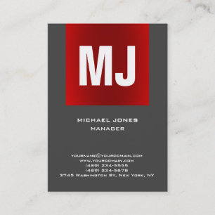 Trendy einzigartig rot grau vertikale riesige Mono Visitenkarte