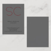 Trendy einzigartig schlichte, dunkelgraue Monogram Visitenkarte (Vorne/Hinten)