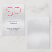 Trendy einzigartig schlichte, graurote Monogramm Visitenkarte (Vorne/Hinten)