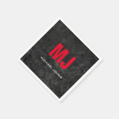 Trendy einzigartige graurote Monogramm Ihr Name Serviette (Ecke)