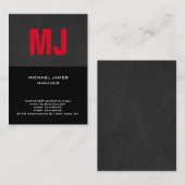 Trendy Einzigartiges, grau-schwarzes Monogramm Visitenkarte (Vorne/Hinten)