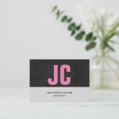 Trendy einzigartiges, horizontal rosa, schwarz-gra visitenkarte (Stehend Vorderseite)