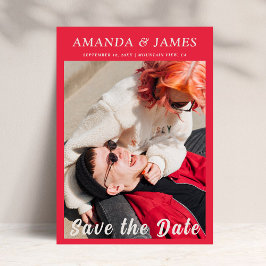 Trendy Einzigartiges Hot Pink Couple Foto Save the Einladung