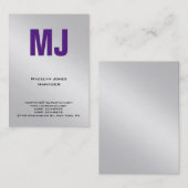 Trendy Einziges berufliches Monogramm aus Silbergr Visitenkarte (Vorne/Hinten)