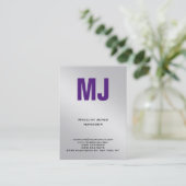 Trendy Einziges berufliches Monogramm aus Silbergr Visitenkarte (Stehend Vorderseite)