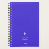 Trendy Electric Blue Modern Monogram Weekly Planer (Vorderseite)