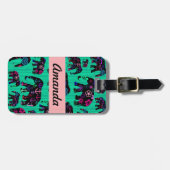 Trendy Elefant-Blumen-Anker-Herz-Monogramm Gepäckanhänger (Vorderseite horizontal)
