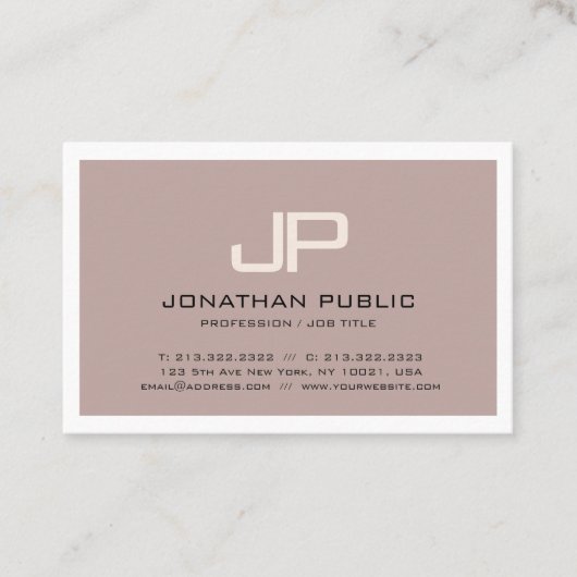 Trendy Eleganbraun Monogram Design Modernes Schlic Visitenkarte (Vorderseite)