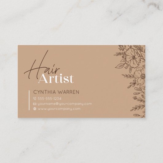 Trendy Elegant Biege Friseurstylist Foto Script Visitenkarte (Rückseite)