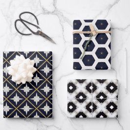 Trendy Elegant Black Gold und White Luxe Geschenkpapier Set