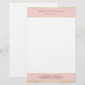 Trendy Elegant Blush Pink Gold Template Moderne Briefpapier (Vorne/Hinten)