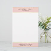 Trendy Elegant Blush Pink Gold Template Moderne Briefpapier (Stehend Vorderseite)